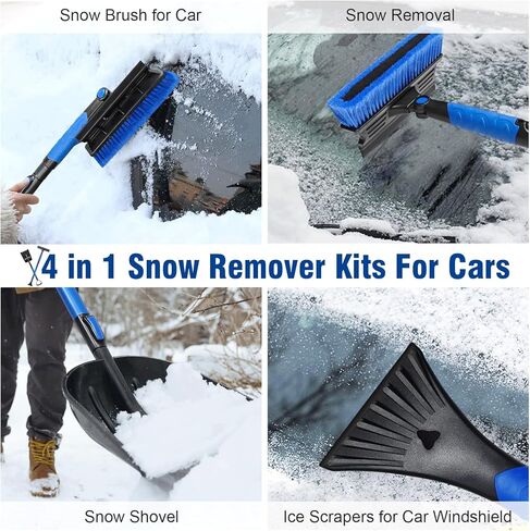 4 in 1 Extendable Ice Scrapers for Car Windshield, 48.5" More Sturdy Snow Shovel 270°Snow Brush for Car Kit with Ergonomic Foam Grip for Car Vehicle Window Tool, Truck, SUV in Saudi Arabia