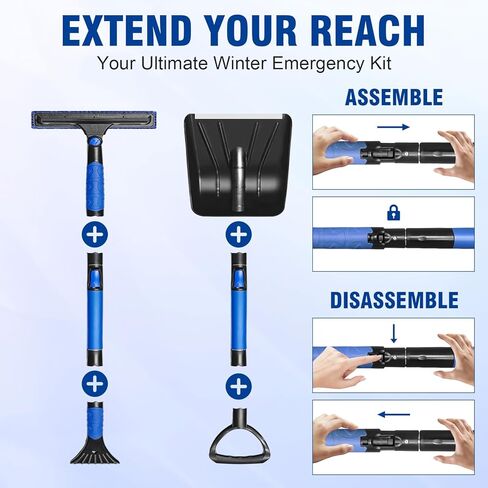 4 in 1 Extendable Ice Scrapers for Car Windshield, 48.5" More Sturdy Snow Shovel 270°Snow Brush for Car Kit with Ergonomic Foam Grip for Car Vehicle Window Tool, Truck, SUV in Saudi Arabia