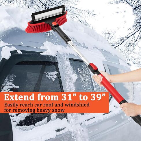 Car Snow Brush Ice Scraper Remover with Squeegee 40 inch Long Handle Extendable Snow Removal Tool Windshield Snow Scrapers Removal Shovel for Car SUV Truck Windshield Windows in Saudi Arabia