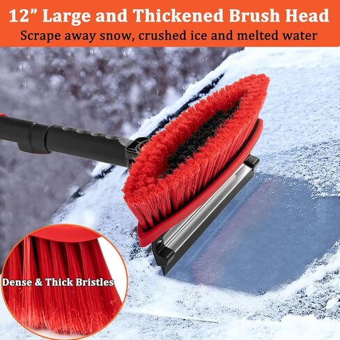 Car Snow Brush Ice Scraper Remover with Squeegee 40 inch Long Handle Extendable Snow Removal Tool Windshield Snow Scrapers Removal Shovel for Car SUV Truck Windshield Windows in Saudi Arabia