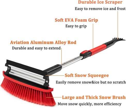 Car Snow Brush Ice Scraper Remover with Squeegee 40 inch Long Handle Extendable Snow Removal Tool Windshield Snow Scrapers Removal Shovel for Car SUV Truck Windshield Windows in Saudi Arabia