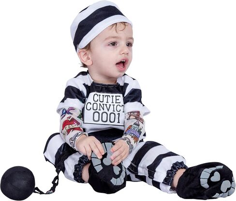 زي Spooktacular Creations Baby سجين المحكوم عليه بأكمام وشم للأطفال الرضع في حفلة الهالوين في السجن in Saudi Arabia