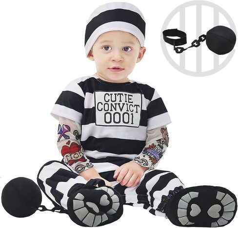 زي Spooktacular Creations Baby سجين المحكوم عليه بأكمام وشم للأطفال الرضع في حفلة الهالوين في السجن in Saudi Arabia