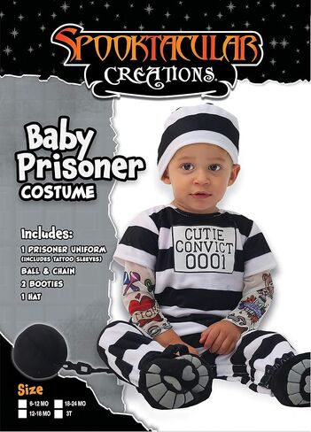 زي Spooktacular Creations Baby سجين المحكوم عليه بأكمام وشم للأطفال الرضع في حفلة الهالوين في السجن in Saudi Arabia