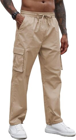 COOFANDY Men's Casual Cargo Pants Cotton Drawstring Athletic Jogger Sweatpants in Saudi Arabia