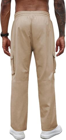 COOFANDY Men's Casual Cargo Pants Cotton Drawstring Athletic Jogger Sweatpants in Saudi Arabia