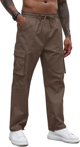 COOFANDY Men's Casual Cargo Pants Cotton Drawstring Athletic Jogger Sweatpants in Saudi Arabia