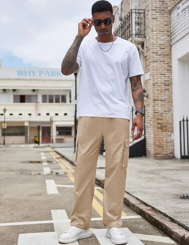 COOFANDY Men's Casual Cargo Pants Cotton Drawstring Athletic Jogger Sweatpants in Saudi Arabia