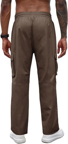 COOFANDY Men's Casual Cargo Pants Cotton Drawstring Athletic Jogger Sweatpants in Saudi Arabia