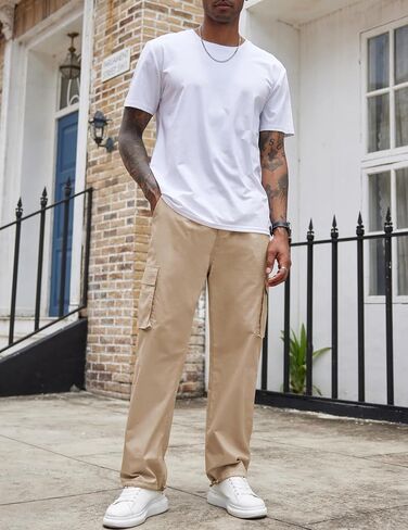 COOFANDY Men's Casual Cargo Pants Cotton Drawstring Athletic Jogger Sweatpants in Saudi Arabia
