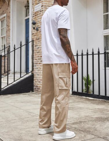 COOFANDY Men's Casual Cargo Pants Cotton Drawstring Athletic Jogger Sweatpants in Saudi Arabia