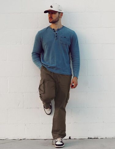 COOFANDY Men's Casual Cargo Pants Cotton Drawstring Athletic Jogger Sweatpants in Saudi Arabia