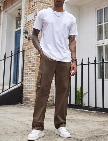 COOFANDY Men's Casual Cargo Pants Cotton Drawstring Athletic Jogger Sweatpants in Saudi Arabia