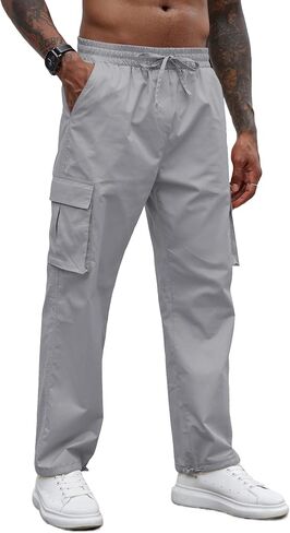 COOFANDY Men's Casual Cargo Pants Cotton Drawstring Athletic Jogger Sweatpants in Saudi Arabia