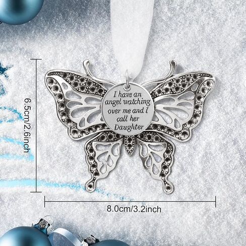 Christmas Heaven Memorial Ornaments Butterfly Heaven Memorial Ornaments for Loss of Loved One Angel in Heaven Sympathy Bereavement Gifts with Silk Ribbon & Red Gift Box in Saudi Arabia