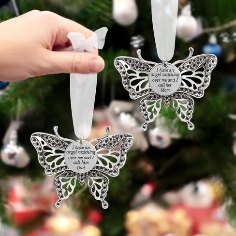 Christmas Heaven Memorial Ornaments Butterfly Heaven Memorial Ornaments for Loss of Loved One Angel in Heaven Sympathy Bereavement Gifts with Silk Ribbon & Red Gift Box in Saudi Arabia