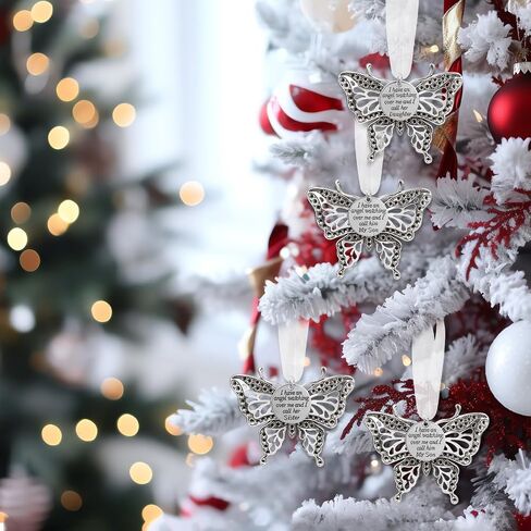 Christmas Heaven Memorial Ornaments Butterfly Heaven Memorial Ornaments for Loss of Loved One Angel in Heaven Sympathy Bereavement Gifts with Silk Ribbon & Red Gift Box in Saudi Arabia