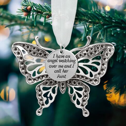 Christmas Heaven Memorial Ornaments Butterfly Heaven Memorial Ornaments for Loss of Loved One Angel in Heaven Sympathy Bereavement Gifts with Silk Ribbon & Red Gift Box in Saudi Arabia