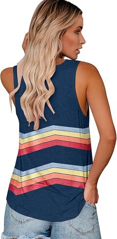 ETCYY Women's Sleeveless V Neck Tank Tops Summer Tops Trendy 2024 Causal Cute Printed Loose Fit Workout Athletic Yoga Shirts in Kuwait