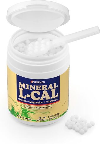 Umeken Mineral L-Cal Supplement, Small Bottle, 2 Month Supply, Enriched with Magnesium, Vitamin D3 and Minerals, 130g, 1300 Balls (Pack of 2) in Saudi Arabia