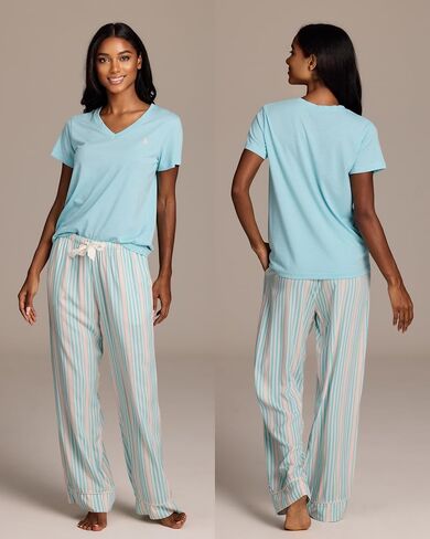 U.S. Polo Assn. Pajama Sets for Women 2 Piece, PJ Sets for Women with Knit Sleep Tee and Woven Pajama Pants with Pockets in Kuwait