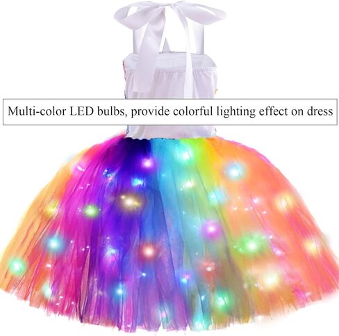 ZeroStage Sequin LED Light Unicorn Costume for Girl Birthday Decorations Halloween Christmas Party Outfit Princess Tutu Dress in Saudi Arabia