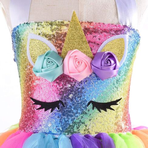 ZeroStage Sequin LED Light Unicorn Costume for Girl Birthday Decorations Halloween Christmas Party Outfit Princess Tutu Dress in Saudi Arabia