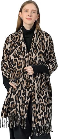Wander Agio Womens Warm Scarf Pashmina Shawls and Wraps Large Winter Blanket Cashmere Scarves for Women Print Classic Leopard in Kuwait