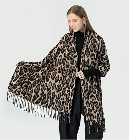 Wander Agio Womens Warm Scarf Pashmina Shawls and Wraps Large Winter Blanket Cashmere Scarves for Women Print Classic Leopard in Kuwait