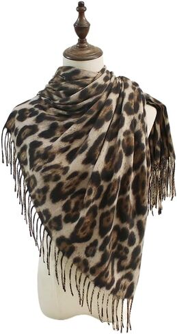 Wander Agio Womens Warm Scarf Pashmina Shawls and Wraps Large Winter Blanket Cashmere Scarves for Women Print Classic Leopard in Kuwait