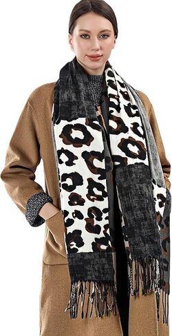 Wander Agio Womens Warm Scarf Pashmina Shawls and Wraps Large Winter Blanket Cashmere Scarves for Women Print Classic Leopard in Kuwait