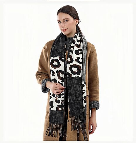 Wander Agio Womens Warm Scarf Pashmina Shawls and Wraps Large Winter Blanket Cashmere Scarves for Women Print Classic Leopard in Kuwait