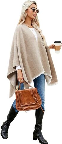 Women's Shawls Wrap Poncho Soft Capes Open Front Cardigan Large Blanket Wraps Shawl Knitted Cloak Cardigan Warm in Saudi Arabia