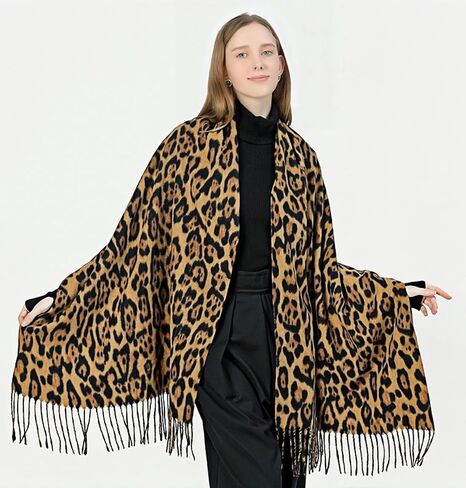 Wander Agio Womens Warm Scarf Pashmina Shawls and Wraps Large Winter Blanket Cashmere Scarves for Women Print Classic Leopard in Kuwait