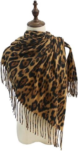 Wander Agio Womens Warm Scarf Pashmina Shawls and Wraps Large Winter Blanket Cashmere Scarves for Women Print Classic Leopard in Kuwait