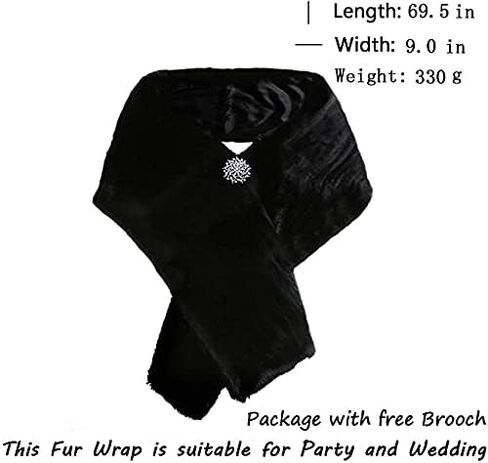Jovono Women's Wedding Fur Shawl and Wraps Bridal Fur Stoles with Rhinestone Brooch for Bride and Bridesmaids in Kuwait
