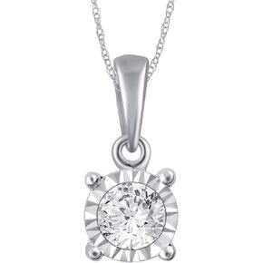 0.50 Carat Diamond, 14K White Gold Round Cut Stud Pendant Necklace (I-J, I2-I3) Natural Diamond Jewelry for Women| Gift Box Included