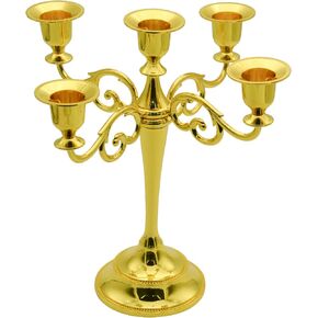 5-Candle Metal Candelabra Candlestick Holders 10.24 inch Tall Candle Holder Wedding Event Candelabra Candle Stand（Black Candelabra）