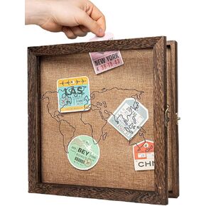 Adventure Archive Box - 12x12 Travel Keepsake Shadow Box with Slot, Life in a Box Frame Travel, Memory Box for Tickets, Photos, and Mementos | Perfect Travel Fund and Vacation Money Box Durable Build