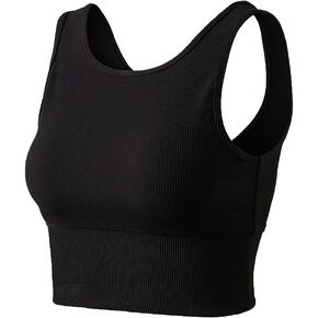 Workout Crop Tank Tops for Women Solid Comfort Sleeveless Shirts for Casual Sports Fitness Yoga Reversible Ribbed Tops