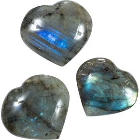 | Labradorite | Puff Heart | Size 1" | 1 Pc | Crystals and Healing Stones, Worry Stones for Anxiety, Reiki, Chakra, Witchcraft, Yoga, Meditation Accessories