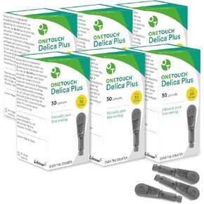 OneTouch Delica Plus Lancets for Diabetes Testing | Fine 30 Gauge Lancets for Blood Test | Diabetic Supplies for Blood Sugar Monitor | Lancets for Lancing Device, 180 Count