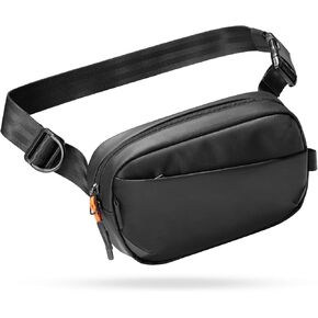 Inateck Sling Bag X-Mini, Fanny Pack with RFID Blocking, Fashion Belt Bag with Ajustable Shoulder Strap, Water-resistant Crossbody Bags for Women and Men, Waist Bag for Travel, Hiking, Cycling, Black