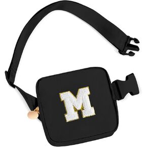Mini Crossbody Bag Cute Fanny Pack Small Belt Bag Trendy Stuff - Birthday Gifts for 2 3 4 5 6 7 8 9 10 Year Old Girls,Gifts for Girls Teens Kids Daughter Sister Her - Peach,Initial White A