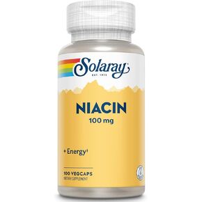 Solaray Niacin 100 mg, Vitamin B3 | Skin Health, Nervous System & Circulation Support | 100ct