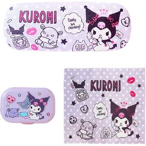 Kawaii Hard Shell Eyeglasses Case with Cleaning Cloth, Portable Kitty Cat Contact Lens Case Kit with Mirror for Women Girls, Cute Lens Holder Kit, Eyeglass Holder Box Fits Most Glasses Sunglasses Case