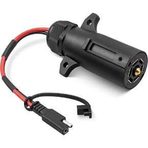 Oyviny 7 Pin Power Access, 7 Way Blade to 2 Pin SAE Connector, 7 Pin Round RV-Style Trailer Plug to 12 AWG SAE Cable 12V Connectors for RV Truck Trailer, 13 Inch