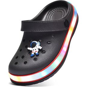 XPKWS Toddler Kids Clogs Boys Girls LED Garden Shoes Light up Sandals Slip on Quick Dry Beach Slippers