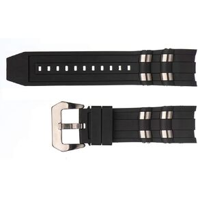 for Invicta Pro Diver Watch Bands with Metal Inserts and Buckle Replacement Strap - Black with Silver Invicta Watch Strap