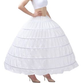 Plus Size Hoop Skirt,Long Fluffy Hoop Petticoat Skirt for Women Under Dress - Poofy Wedding Skirt, Hoop Skirt Petticoat White